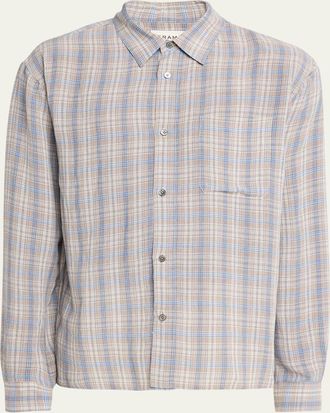 Frame Denim Mens Relaxed Fit Plaid Button-Down Shirt