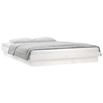 Berkfield Home LED Bed Frame White 140x190 cm Solid Wood