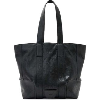 AllSaints Ares Grain Leather Open Tote Bag in Black at Nordstrom