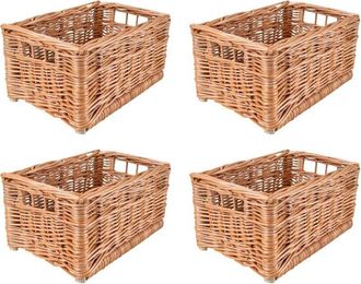 Creative Home Set of 4 Natural Wicker Storage Baskets - 30 x 20 x 16 cm