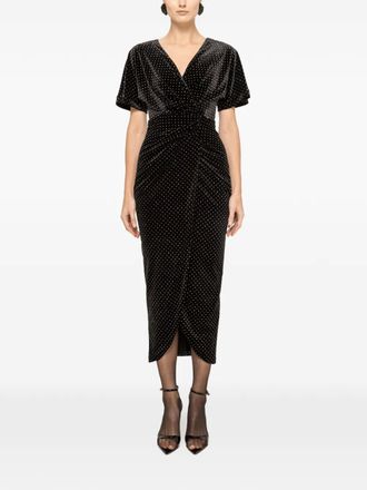 Nissa glitter velvet midi dress - Black