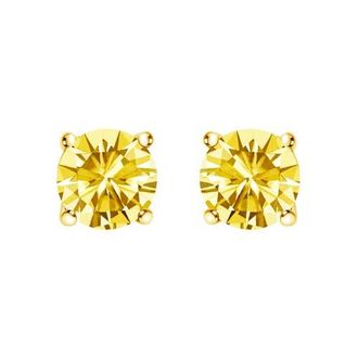 House of Brilliance 14K Gold 1 1/2 Cttw Lab Grown Yellow Diamond Solitaire Stud Earrings at Nordstrom