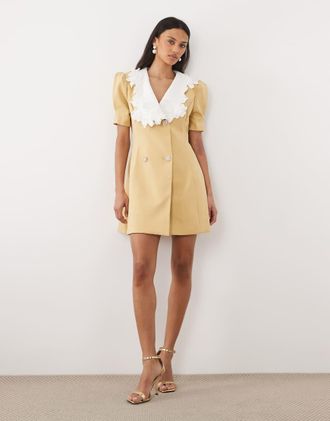 Sister Jane Sister Jane - Vestito corto giallo con colletto a contrasto e bottoni