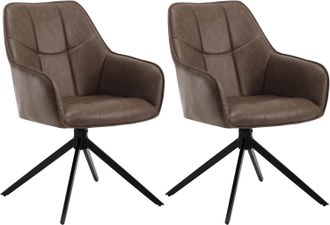 Woltu Woltu - Juego De 2 Sillas De Comedor Con Patas De Metal. Respaldo Y Asiento Giratorio. En Pu Marrone Vintage