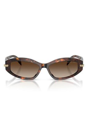 Michael Kors Wilmington 54mm Oval Sunglasses in Luggage Tortoise /Smoke at Nordstrom