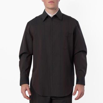 Burberry Mens Striped Wool Shirt, Size Large