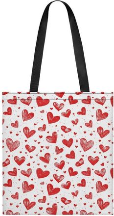 Generic Heart Print Tote Bag for Women Men Shoulder Bags Purses Pouch Handbags