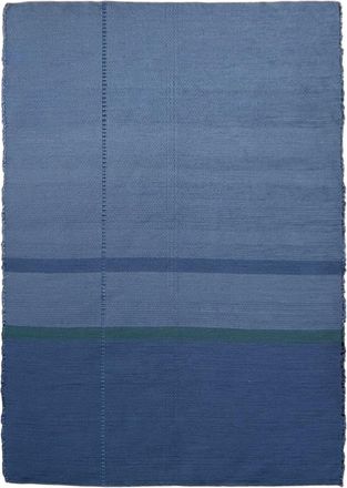 AFK Living Alfombra de fibras recicladas tejida a mano azul 160 x 230 cm