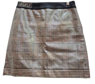 Fendi Coated Checked Mini Skirt Size 42