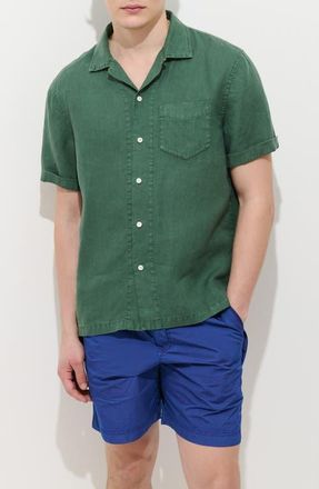Alex Mill Linen Camp Shirt in Tropical Green at Nordstrom, Size Xx-Large