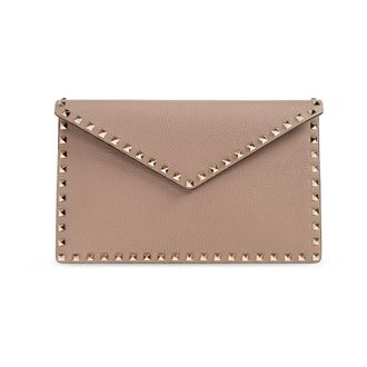 Valentino Garavani Studded Leather Clutch - Dames - Tassen - Roze - Maat: ONE Size Leer