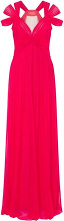 Alberta Ferretti Abito lungo con spalline multiple - Rosa