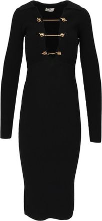Elisabetta Franchi Knit Knee-Length Gold Chain Day Dress