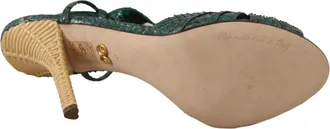 Dolce & Gabbana Green Python Strap Sandals Heels Womens Shoes