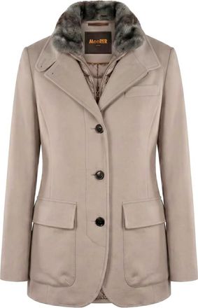 Moorer Elegante beige jas met afneembaar binnenvest. - Dames - Blazers - Beige - 2XS - Wol - Jassen