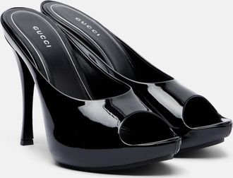 Gucci Viv patent leather platform mules