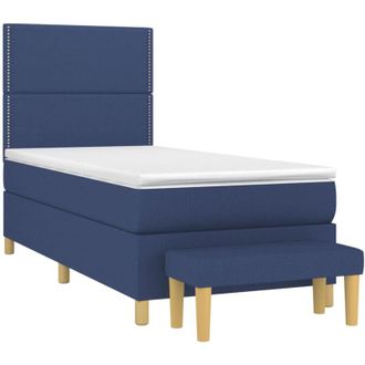 vidaXL Vidaxl - Cama Box Spring Con Colch&oacute;n Tela Azul 90x190 Cm
