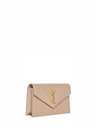 Saint Laurent Womens Envelope Clutch Cassandre Classic Grey Calfskin