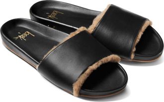beek Womens Gallito Shearling Slide Sandal In Black/black
