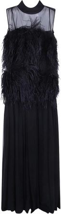 Alberta Ferretti Lange kanten jurk - Dames - Jurken - Zwart - Maat: S Wol