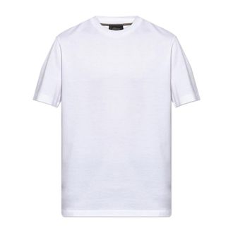 Brioni T-Shirts, male, White, Size: S Cotton T-shirt with logo