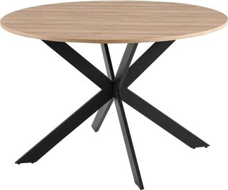Oviala Mesa de comedor redonda en mdf y aluminio negro y madera