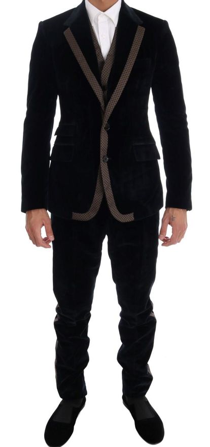 Blue Velvet Two Button Slim 3 Piece Mens Suit