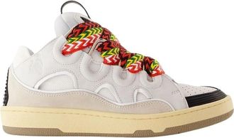 Lanvin Witte Synthetic Curb Sneakers - Heren - Sneakers - Wit - 45 EU - Leer - Schoenen
