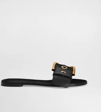 Dolce & Gabbana Cowhide Flat Slippers - Woman Black 37.5