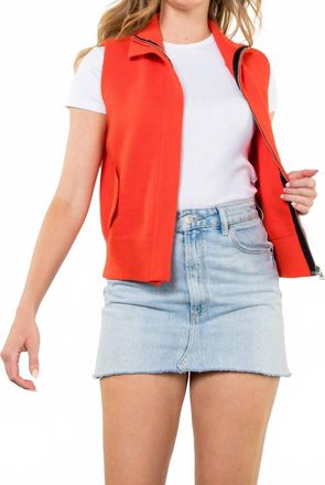 THML Clothing Zip-Up Sweater Vest In Orange