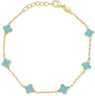 Italian Gold, Inc 14K Turquoise Station Chain Bracelet