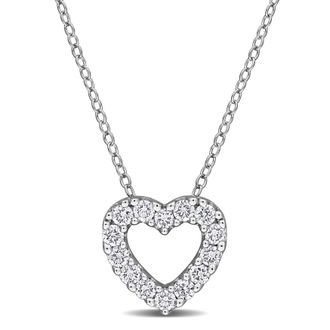 Mimi & Max Created Forever 1ct or 1/2ct TDW Lab-Grown Diamond Open Heart Necklace Sterling Silver