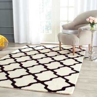 Safavieh Cambridge Hand Made Area Rug, Ivory / Black Contemporary Style Non-Shedding