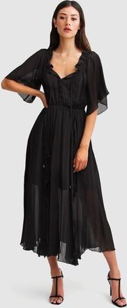 Belle & Bloom Amour Amour Ruffled Midi Dress in Black at Nordstrom, Size X-Small Au