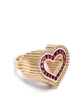 Marie Lichtenberg 18kt yellow gold Love ruby and diamond ring