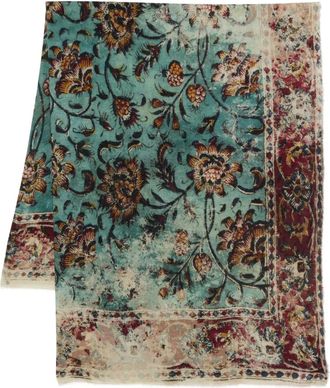 Faliero Sarti floral-patterned silk scarf - Blue