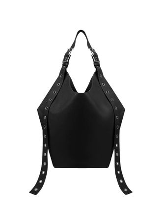 Dondup Black Big Hobo Leather Bag