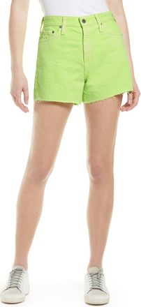 AG - Adriano Goldschmied Alexxis Distressed High Waist Cutoff Denim Shorts in Element Neon Citrus at Nordstrom Rack, Size 23
