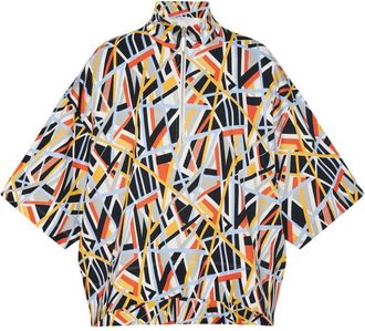 Rosetta Getty abstract-print mock-neck polo shirt - women - Viscose/Elastane - S - Orange