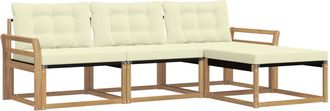 vidaXL Conjunto De Sof&aacute;s De Exterior 4 Uds. Blanco Y Crema Vidaxl