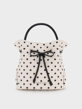 Charles & Keith Hazel Polka-Dot Bow Bucket Bag