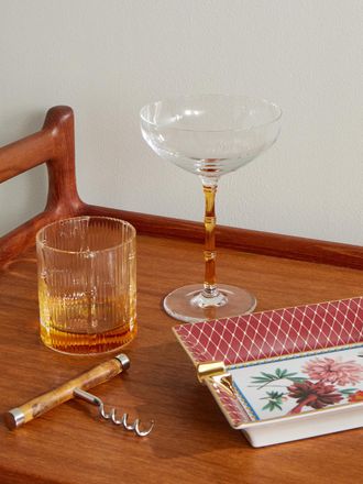 La DoubleJ Bamboo Set of Two Crystal Glass Champagne Coupes