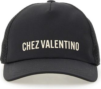Valentino Garavani Chez Baseball Cap - Heren - Petten - Zwart - 57 CM - Polyester - Accessoires