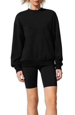 LilySilk SILKERRY Oversized Porchlight Balance Crew Pullover Sweatshirt in Black at Nordstrom, Size X-Small