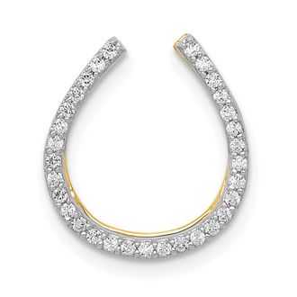 Diamond2Deal 14k Yellow Gold 1/6 carat Diamond Horseshoe Chain Slide