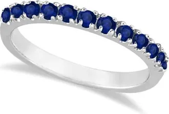 Allurez Blue Sapphire Stackable Ring/ Anniversary Band in 14k in 0.37Ct/white Gold at Nordstrom, Size 4.5