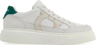 Ferragamo Cassina Leather Sneakers With Gancini Patch