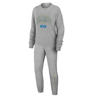 WEAR by Erin Andrews Womens WEAR by Erin Andrews Heather Gray Los Angeles Chargers Knit Long Sleeve Tri-Blend T-Shirt & Pants Sleep Set at Nordstrom, Size Xx-Large