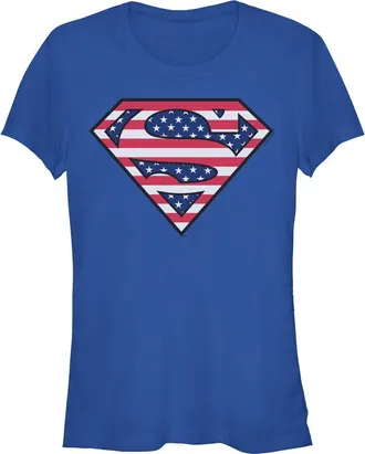 Superman Juniors Superman Patriotic Logo T Shirt in Royal Blue at Nordstrom, Size Xx-Large