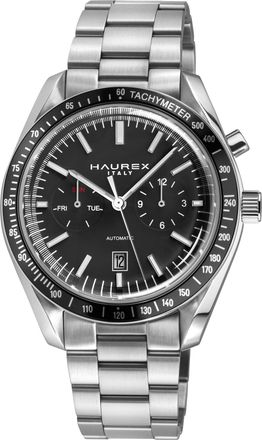 Haurex Mens Missione 316L Stainless Steel Case, Black Bezel, Dial, Bracelet Watch - Silver - One Size